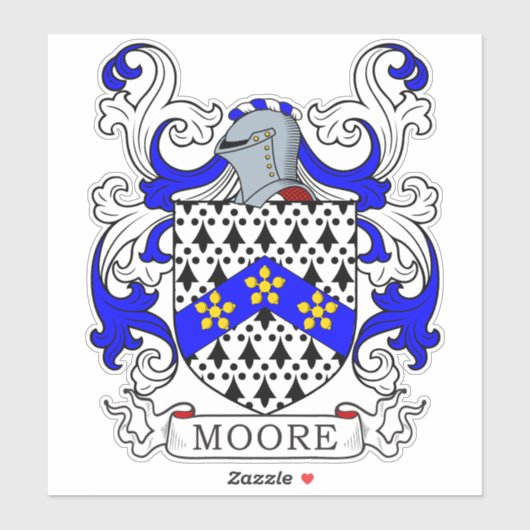 Moore Familienwappen Aufkleber (Blatt)