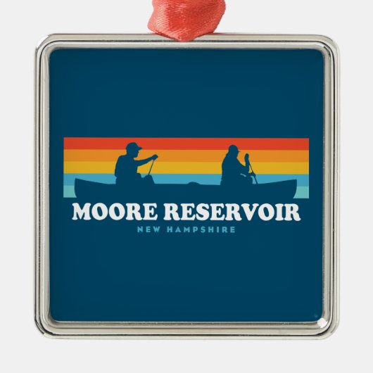 Moore Reservoir New Hampshire Canoe Ornament Aus Metall (Vorne)