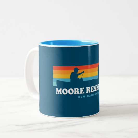Moore Reservoir New Hampshire Canoe Zweifarbige Tasse (Vorderseite Links)