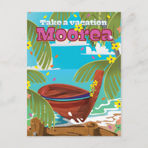 Moorea Französisch-Polynesien Urlaub Reiseplakat Postkarte