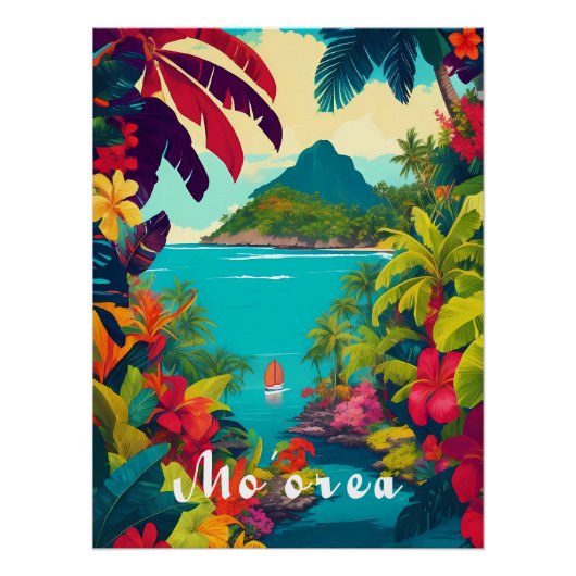Moorea Polynesien Reiseplakat Poster (Vorderseite)