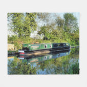 MOORED NARROWBOOT AUF DEM CANAL Fleece Blanket (Vorderseite (Horizontal))