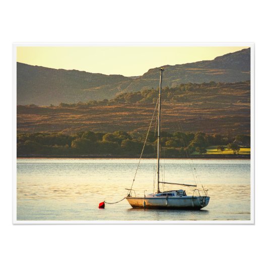 Moored Sailboat at Sunset (Kenmare Bay) Fotodruck (Vorne)