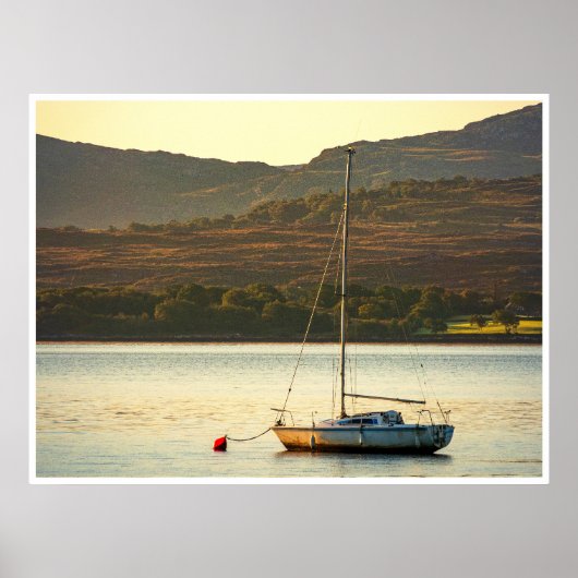 Moored Sailboat at Sunset (Kenmare Bay) Poster (Vorne)