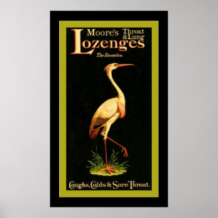 Moore's Throat and Lung Lozenges~Vintag Medicine Poster