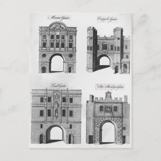 Moorgate, Cripplegate, Ludgate Bridgegate Postkarte (Vorderseite)