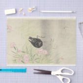 Moorhen zur blühenden Pflanze von Ohara Koson Seidenpapier (Handwerk)