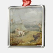 Moorhuhn-Schießen (Öl auf Leinwand) Ornament Aus Metall (Links)