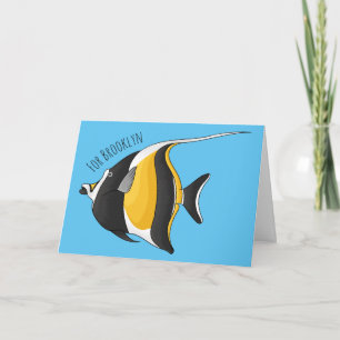 Moorish idol fish cartoon illustration  karte