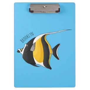 Moorish idol fish cartoon illustration  klemmbrett