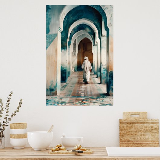 Moorish Marrakesh Blue Cream Poster (Küche)