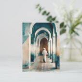 Moorish Marrakesh Blue Cream Postkarte (Stehend Vorderseite)