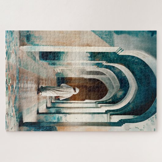 Moorish Marrakesh Blue Cream Puzzle (Horizontal)