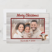 Moory Christmas Cow Foto Feiertagskarte (Vorderseite)