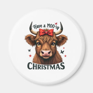 Moory Christmas Niedliche Kuh trägt Santa Magnet