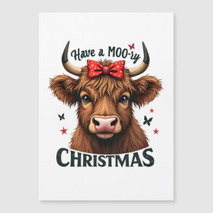 Moory Christmas Niedliche Kuh trägt Santa Magneteinladung