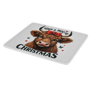 Moory Christmas Niedliche Kuh trägt Santa Schneidebrett