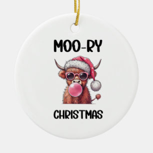 Moory Christmas Scottish Higland Cow Keramik Ornament