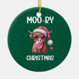 Moory Christmas Scottish Higland Cow Keramik Ornament
