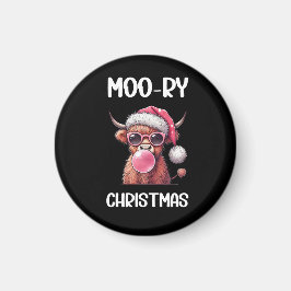 Moory Christmas Scottish Higland Cow Magnet