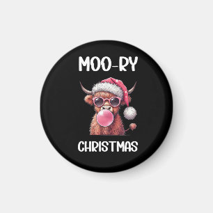 Moory Christmas Scottish Higland Cow Magnet