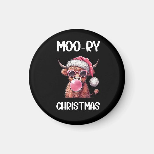 Moory Christmas Scottish Higland Cow Magnet (Vorne)