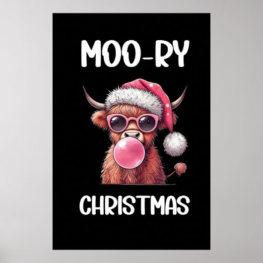 Moory Christmas Scottish Higland Cow Poster (Vorne)