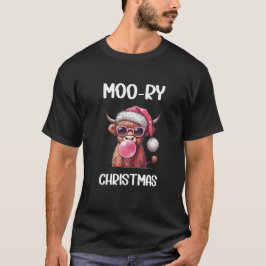 Moory Christmas Scottish Higland Cow T-Shirt
