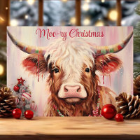 Moory Christmas Watercolor Highland Cow