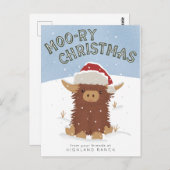 Moory Weihnachten niedliche Shaggy Highland Kuh Sa Postkarte (Vorne/Hinten)