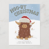 Moory Weihnachten niedliche Shaggy Highland Kuh Sa Postkarte (Vorderseite)