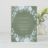 Moos Azure Kranz Hochzeit Einladung (Stehend Vorderseite)
