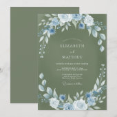 Moos Azure Kranz Hochzeit Einladung (Vorne/Hinten)