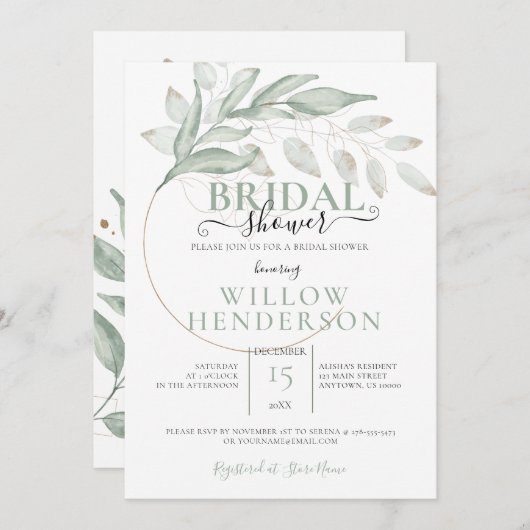 Moos Green Blätter Polterabend Einladung (Vorne/Hinten)