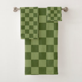 Moos Green Checkerboard Badhandtuch Set