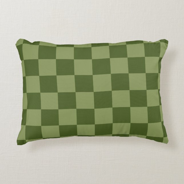 Moos Green Checkerboard Dekokissen (Vorderseite)