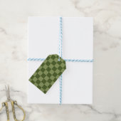 Moos Green Checkerboard Geschenkanhänger (Mit Garn)