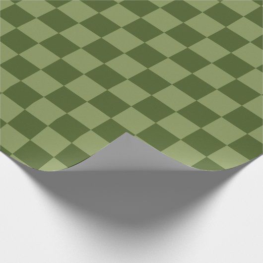 Moos Green Checkerboard Geschenkpapier (Ecke)