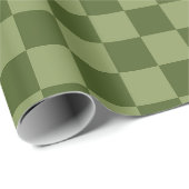Moos Green Checkerboard Geschenkpapier (Rolleneckpunkt)
