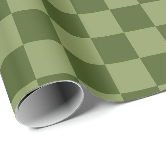 Moos Green Checkerboard Geschenkpapier (Rolleneckpunkt)