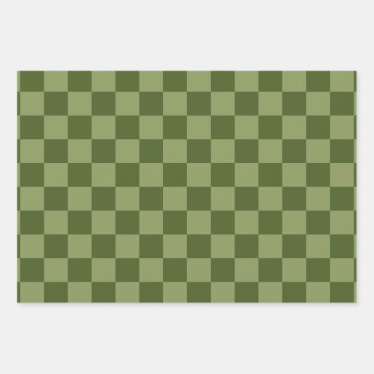 Moos Green Checkerboard Geschenkpapier Set (Vorderseite 2)