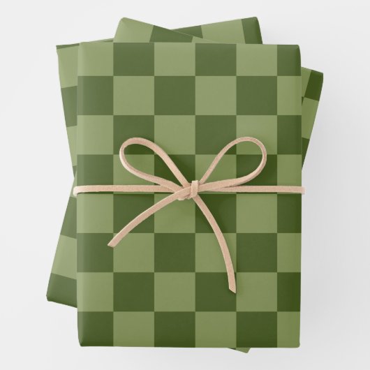 Moos Green Checkerboard Geschenkpapier Set (Beispiel)
