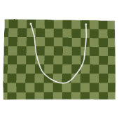 Moos Green Checkerboard Große Geschenktüte (Rückseite)