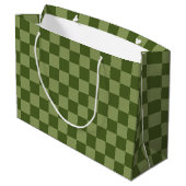 Moos Green Checkerboard Große Geschenktüte (Rückseite Schrägansicht)