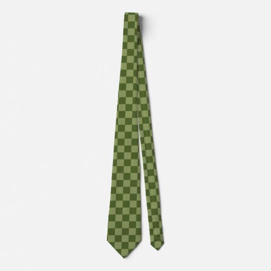 Moos Green Checkerboard Krawatte (Vorderseite)