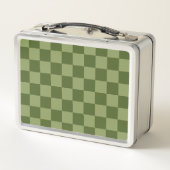 Moos Green Checkerboard Metall Brotdose (Rückseite)