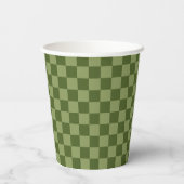 Moos Green Checkerboard Pappbecher (Rückseite)