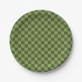Moos Green Checkerboard Pappteller (Vorderseite)