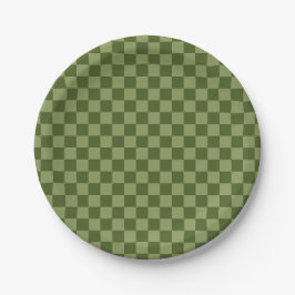 Moos Green Checkerboard Pappteller