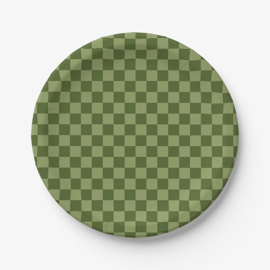 Moos Green Checkerboard Pappteller (Vorderseite)